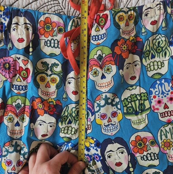 EUC The Cats Pajamas Sugar Skull Frida PJ Pants Women Small Cotton - Picture 9 of 11
